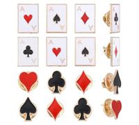 CHGCRAFT 16 spille smaltate a forma di carte da gioco, a forma di vanga, cuore rosso, prugna, colletto quadrato, per camicia, vestito, cappotto, decorazione, gioielli alla moda, Plastica, lega.