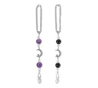 CHGCRAFT 2 Pz Luna Auto Appeso Ornamento per Specchietto Retrovisore Ametista Auto Retrovisore Ciondolo Portachiavi con Catene in Acciaio Inox 304 per la creazione di gioielli decorazione della casa