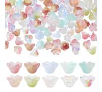 CHGCRAFT 200Pz Perline di vetro a campana Perline di fiori cechi misti arcobaleno Fiore di vetro Charms Bulk per gioielli fai da te bracciali collane orecchini facendo, 8×12×11mm