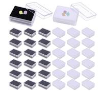 CHGCRAFT 30 Pz 2 Colori Mini scatola rettangolare in pietra Piccola vetrina per diamanti sciolti e pietre preziose con coperchio trasparente e spugna, Nero e Bianco, 2,2×1,6 pollici