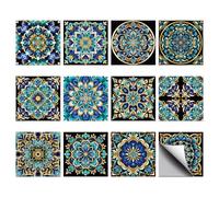 CHGCRAFT 36Pz 12 Stile Mandala Adesivi per Piastrelle 10x10cm Autoadesivi Piastrelle Adesive per La Cucina Bagno Camera da Letto Pareti Camino Decorazione del Pavimento