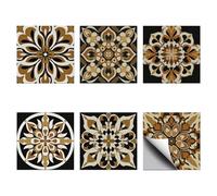 CHGCRAFT 36Pz 6 Stile Brune Mandala Adesivi per Piastrelle 10x10cm Autoadesivi Piastrelle Adesive per la Cucina Bagno Camera da Letto Parete Camino a Pavimento Decorazione