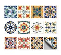 CHGCRAFT 36Pz Adesivi per Piastrelle 10x10cm Mosaico Stile Piastrelle Adesivi Boemia Peel and Stick Tile Adesivi stile mediterraneo Carta da parati rimovibile per cucina bagno muro mobili