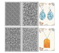 CHGCRAFT 4 Fogli 4 Stile Semplice modello argilla Texture Mat Retro geometrico Polymer Clay Texture Fogli Strumenti fai da te per orecchini gioielli, 4x2.6 pollici