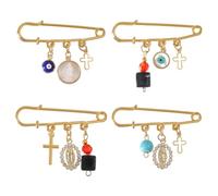 CHGCRAFT 4 Pz 4 Stile Spilla di sicurezza a croce Spilla placcata oro con ciondolo in turchese sintetico per zaino abbigliamento badge