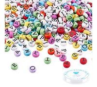 CHGCRAFT 400 Pz 2 Braccialetti Elastici Con Perline di Alfabeto Greco Colorato Che Fanno Kit Con Filo di Cristallo Elastico Trasparente per Gioielli Che Fanno Braccialetto Collana Fai Da Te