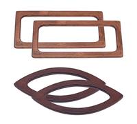 CHGCRAFT 4pz 2stile Manico per Borsa in Legno a Forma di Rettangolo Manici Ovale per Borse in Legno per Borsetta Fatti a Mano per Handbag Crafting Marrone