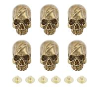 CHGCRAFT 6 Pz Conchos d'ottone Cranio cuoio Craft rivetto Stud Oro Testa cranio Studs Rivetti vite indietro Stud Ottone rivetti utilizzati per l'abbigliamento, 0.55×0.3×0.45 pollici