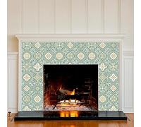 CHGCRAFT 72 Pz 12 Stile Adesivi murali Modello giallo e verde Staccare e incollare Piastrella murale Stile mandala Bohemien Impermeabile Autoadesivo per parete arte decorazione, 4×4 pollici