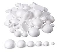 CHGCRAFT 76 Pz 6 Dimensioni Palline di Schiuma semicircolari Palline di Schiuma Bianche semicircolari per Pittura, progetti Fai da Te, Decorazioni, 0,74/1,14/1,31/1,45/1,85/2,2 Pollici