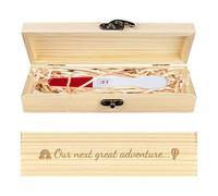 CHGCRAFT Arcobaleno Scatola di legno per test di gravidanza Mongolfiera Scatola Ricordi Test Gravidanza in legno con nastro di rafia e blocco annuncio regali per papà marito, 20×5×3cm