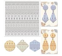CHGCRAFT Bohemian Textile Geometric Silicone Texture Stamp Polymer Clay Moulds DIY Clay Texture Tools per la creazione di gioielli con orecchini in argilla, floreale, 5,5x5,5 pollici