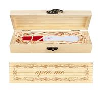 CHGCRAFT Bordo Retrò Test di gravidanza Souvenir Box Open Me Scatola di legno annuncio di gravidanza Keepsake con nastro di rafia e Lock annuncio regali per papà marito, 8x2x1,2 pollici