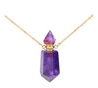 CHGCRAFT Collana Esagonale con Pietre Preziose Ametista Naturale Bottiglie di Profumo Esagonali A Punta Ciondolo Cristalli Bottiglia per Creazione di Gioielli Lunghezza 1.54-41.5mm