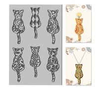CHGCRAFT Gatto vista posteriore Argilla Texture Mat Bohemian Polymer Clay Molds DIY Artistic Plant Clay Texture Tools per la creazione di gioielli, 3,9x2,6 pollici