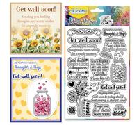 CHGCRAFT Get Well Soon Benediction Timbro trasparente in silicone Timbri trasparenti artigianali per fai da te Scrapbooking Photo Album Decorative Cards Making, Word, 6,3x4,3 pollici