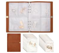 CHGCRAFT Libro di stoccaggio per gioielli con tasche Organizzatore da viaggio per gioielli con copertina in pelle PU per braccialetti, collane e anelli Accetta Marrone marino