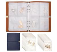 CHGCRAFT Libro di stoccaggio per gioielli con tasche Organizzatore da viaggio per gioielli con copertina in pelle PU per braccialetti, collane e anelli Accetta blu marino