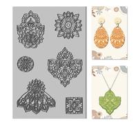 CHGCRAFT Mandala Polimero Argilla Texture Fogli Fiori Texture Mat Alien Pattern Gomma Argilla Texture Mat Modellazione Argilla Pattern Pad Texture Fogli per Orecchini Gioielli Making
