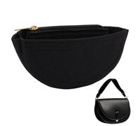 CHGCRAFT Mini metà rotondo Felt Purse Organizer Insert piccola borsa borsa organizzatore Tote con Zipper per le donne elemento di archiviazione nero, 7,5x3,3x1,8 pollici