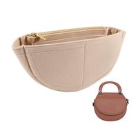 CHGCRAFT Mini mezzo rotondo in feltro borsa organizzatore inserto piccola borsa organizzatore con Zipper per le donne elemento di archiviazione Beige, 10,2x4,7x3,1 pollici