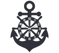 CHGCRAFT Modello con timone a forma di ancora Orologio da parete 16,3 pollici Legno blu scuro Orologi irregolari senza ticchettio Funziona a batteria per camera da letto soggiorno cucina ufficio