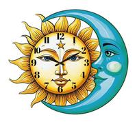 CHGCRAFT Modello Sole e Luna Orologio da parete 14,9 pollici Stella Legno non ticchettante Orologi di forma irregolare Funzionamento a batteria per camera da letto soggiorno cucina ufficio