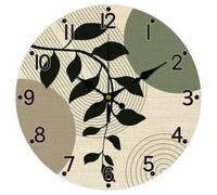 CHGCRAFT Orologio da Parete 30cm Boho Chic | Design Geometrico con Foglie | Silenzioso, Senza Ticchettio | Legno di Fibra | Decorazione Moderna per Soggiorno, Camera, Ufficio