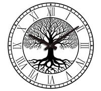 CHGCRAFT Orologio da parete con motivo Albero della Vita nero 30 cm Orologi senza ticchettio con numeri romani rotondo Funziona a batteria per camera da letto soggiorno cucina ufficio