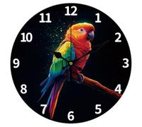 CHGCRAFT Orologio Da Parete con Motivo Colorato A Forma di Pappagallo Da 12 pollice, A Batteria, Silenzioso, Senza Ticchettio, Rotondo, Decorativo, Pappagallo