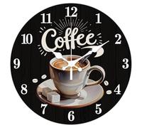 CHGCRAFT Orologio da parete Modello di tazza di caffè 30cm Orologi di testo del caffè non ticchettanti Funzionante a batteria per camera da letto soggiorno cucina ufficio