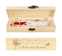 CHGCRAFT Scatola dei Ricordi di una farfalla di leone di leone di legno Annunci di gravidanza Scatola regalo di legno con nastro di rafi e serratura Scatola regalo di legno, 8x2x1,2 pollici