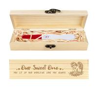 CHGCRAFT Test di gravidanza Keepsake Box Angelo di piume Scatola di legno per regali con nastro di rafia e regali di annuncio di blocco per papà marito, 8x2x1,2 pollici