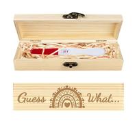 CHGCRAFT Test di gravidanza Keepsake Box Arcobaleno di Boemia Scatola di legno per annunci di gravidanza con nastro di rafia e regali di annuncio di blocco per papà marito, 8x2x1,2 pollici