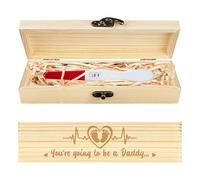 CHGCRAFT Test di gravidanza Keepsake Box Battito del cuore Piedi Amore Scatola di legno per regali di annuncio di gravidanza con nastro di rafia e blocco Regali di annuncio per papà, 8x2x1,2 pollici