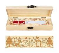 CHGCRAFT Test di gravidanza Keepsake Box Cartone animato Animali della foresta Scatola di legno per regali di annuncio di gravidanza con nastro di rafia e blocco annuncio regali, 8x2x1,2 pollici