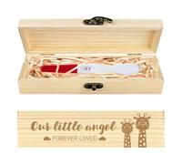 CHGCRAFT Test di gravidanza Keepsake Box Giraffa dei cartoni animati Scatola di legno per annunci di gravidanza con nastro di rafia e regali di annuncio di blocco per papà marito, 8x2x1,2 pollici