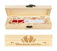 CHGCRAFT Test di gravidanza Keepsake Box Piedi Amore Rami Lasciare Legno Annuncio Gravidanza Regali Box con nastro di rafia e Lock Annuncio Regali per papà marito, 8x2x1,2 pollici