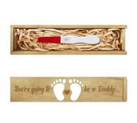 CHGCRAFT Test di gravidanza Keepsake Box Piedi d'amore Scatola di legno per annunci di gravidanza con nastro di rafia Regali di annuncio push pull per papà marito, 8x2x1,2 pollici