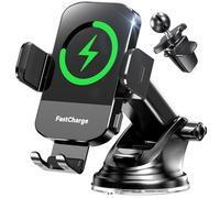 CHGeek Supporto per telefono con caricabatterie wireless per auto, 15 W, ricarica rapida, supporto per telefono da auto, supporto per presa d'aria per auto, parabrezza e cruscotto