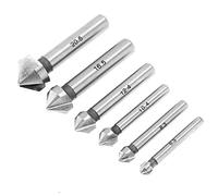 ChgImposs 6Pcs Punta da trapano per svasatore, 3 taglienti 90 gradi Fresa per smusso per smussatura Punta per trapano per svasatura HSS