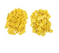 Chhelihl, per animali da allevamento, 100 pezzi TPU Animal Blank Ear Tags per capra, pecore, bestiame di maiale (Giallo senza parole (100 prezzo))
