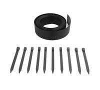 Chhelihl per bordo del bordo del giardino in plastica, motivi a venatura in legno kit di bordi del paesaggio piatto PE, con chiodi fissati per 10 m, durevoli e facili da installare (Nero)