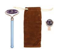 CHHELIHL Rullo per il viso in giada, massaggiatore con pietre per la cura della pelle, ecologico, non tossico, doppio design per uso viso e corpo (Testa grande più palla rotonda)