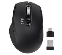 CHHI Mouse Bluetooth, mouse wireless multi-dispositivo con USB-A, ricevitore USB-C, mouse ergonomico silenzioso ricaricabile per computer desktop PC portatile Mac iPad e Windows (nero)