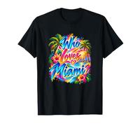 Chi AMA Miami Tropical Beach Tramonto Travel Art Maglietta
