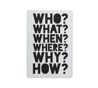 Chi Cosa Quando Dove Perché Come Cinque Domande Educativo Metallo Targa in Latta Vintage Nostalgico Targa in Latta Casa Cucina Bar Sala Garage Man Cave Decorazione Aula Poster 8x12 Pollici
