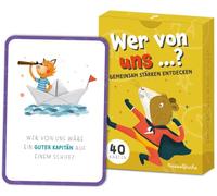 Chi di noi, gioco di carte per bambini dai 5 anni in su, gioco di domande | 40 divertenti domande per famiglie, viaggi e serate di gioco, biglietti di conversazione disegnati a mano