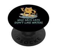 Chi dice che ai gatti non piace l'acqua! Surfing Kitty PopSockets PopGrip Adesivo