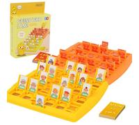 Chi è il gioco, chi sono io, 96 carte con motivo di personalità, gioco per familiari e amici, gioco adatto alla famiglia, giallo e arancione, due scacchiere, edizione Guess Who Spiels